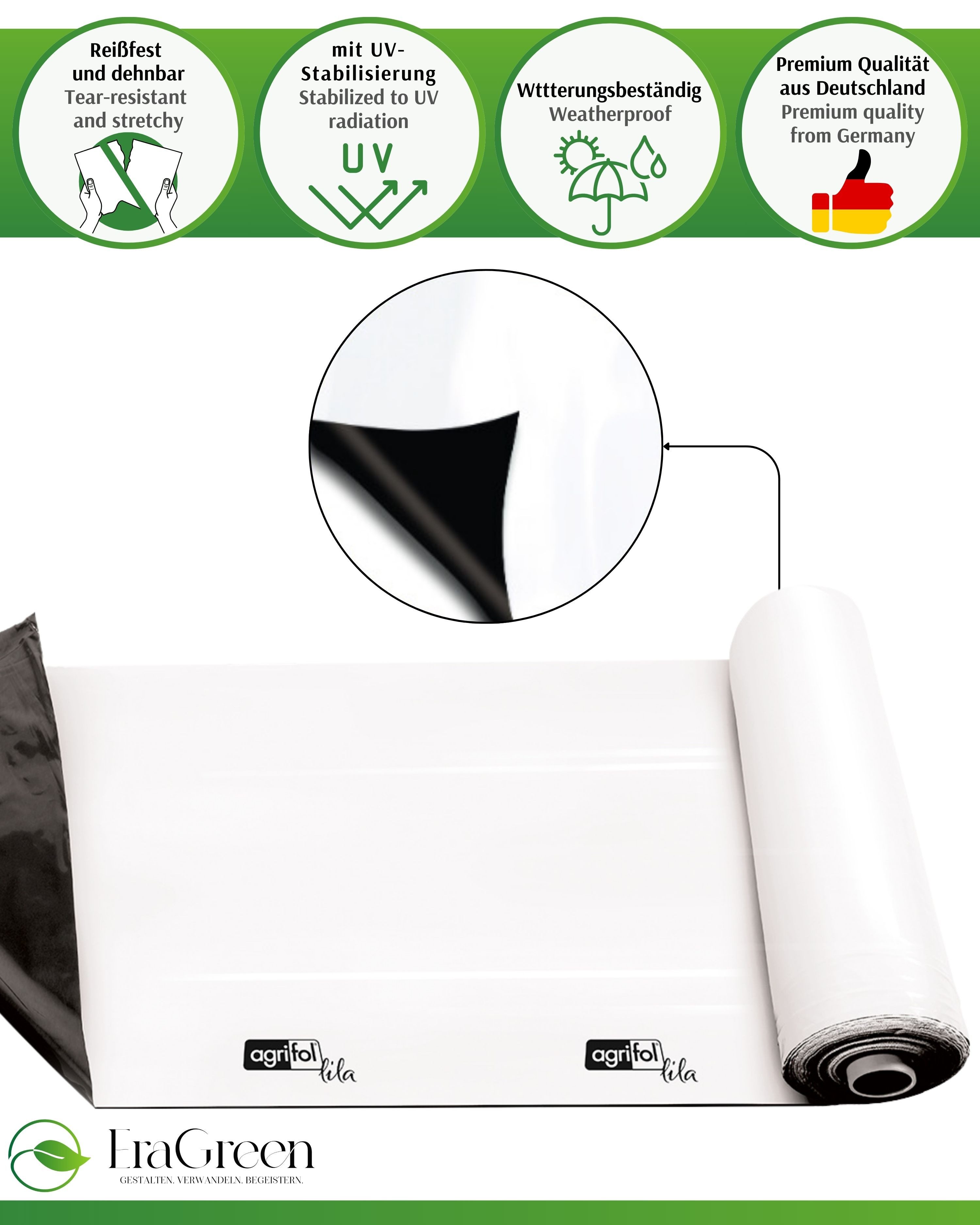 EraGreen Schutzplane 4m x 25m schwarz/weiße günstig online kaufen