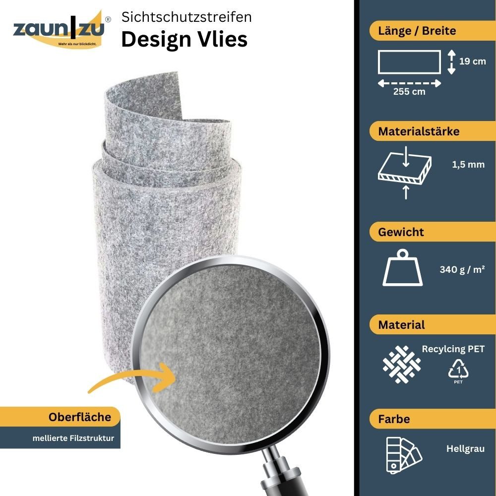zaunzu Sichtschutzstreifen Design Vlies für Doppelstabmatten günstig online kaufen