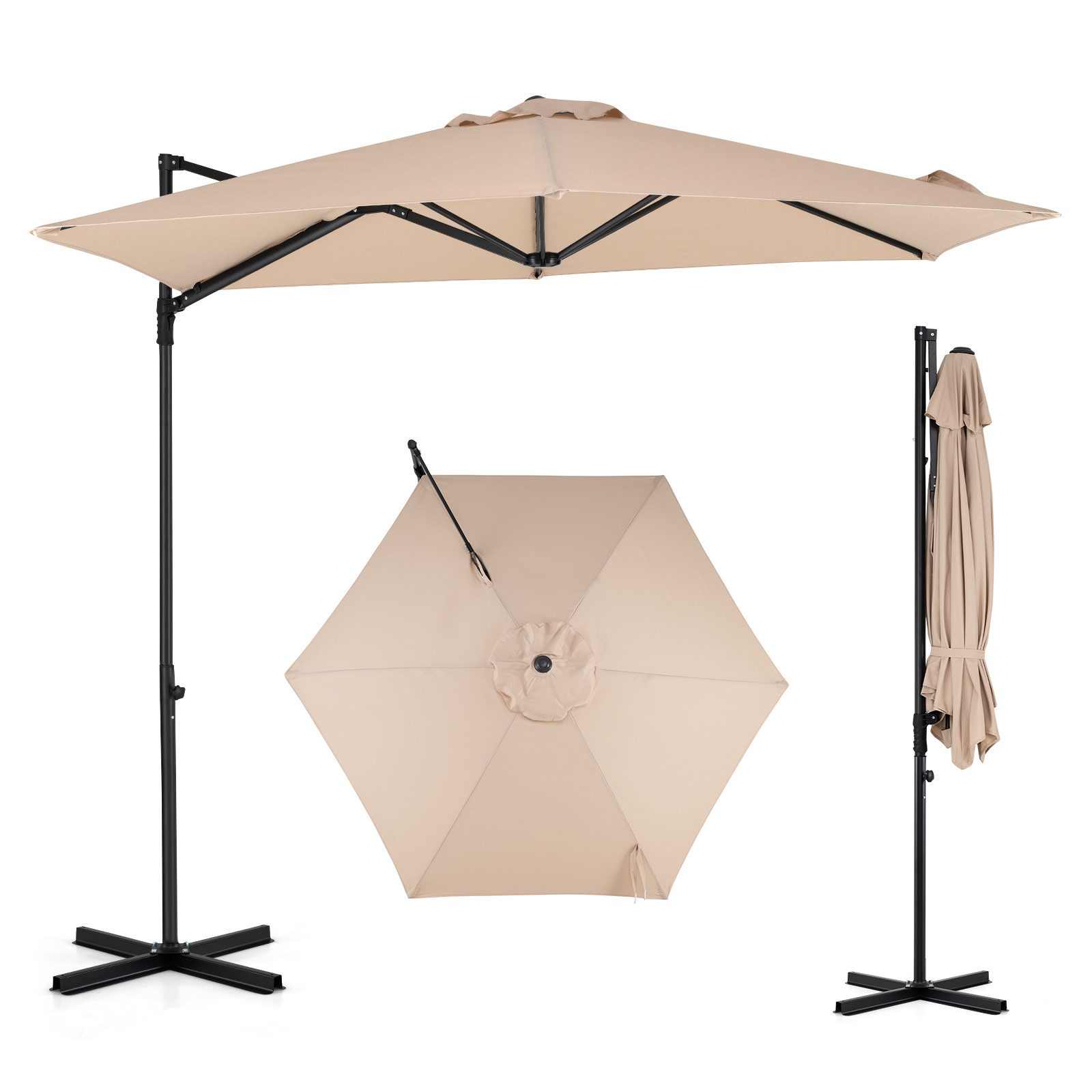 COSTWAY Sonnenschirm, LxB: 270x270 cm, Gartenschirm outdoor wetterfest