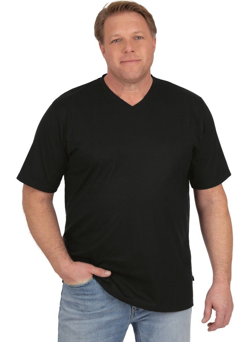 Trigema T-Shirt TRIGEMA V-Shirt DELUXE Baumwolle schwarz