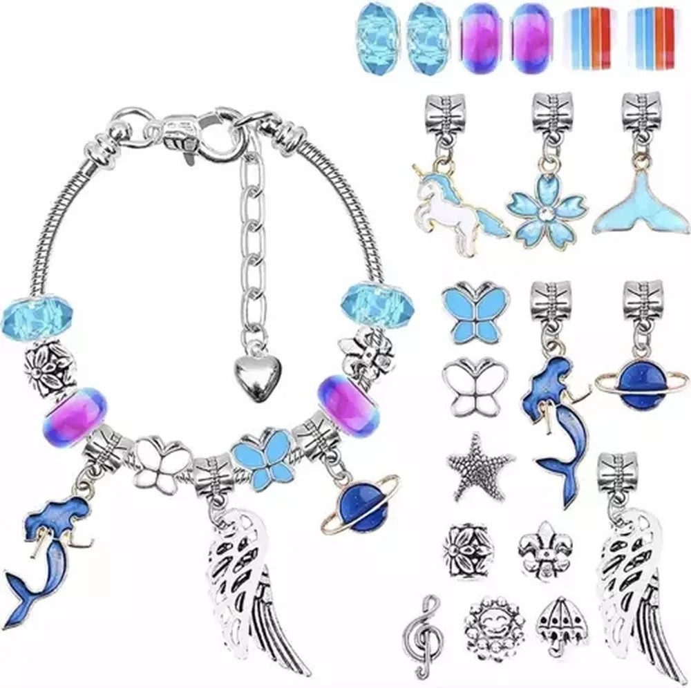 KRUZZEL Armband Set Herstellung Perlen Armbänder (Spar-Set, 107-tlg., Schmuckherstellung), Buntes Kreativset mit Perlen und Anhängern in vielen Formen – Bild 2 von 5