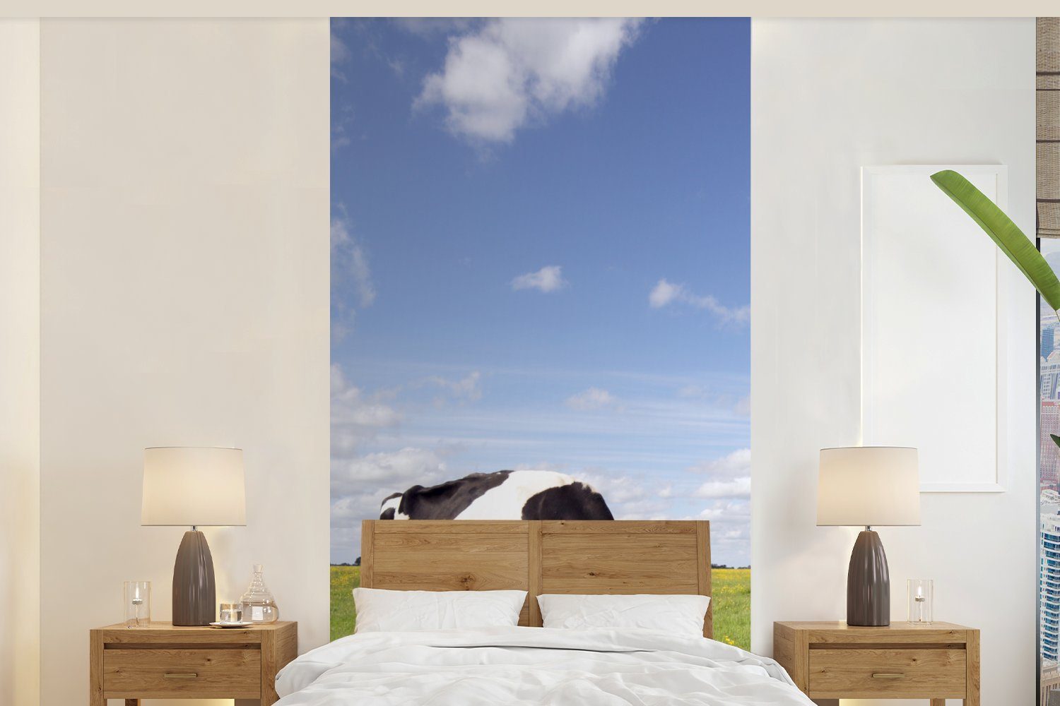 MuchoWow Fototapete Kuh - Gras - Niederlande - Tiere, Matt, bedruckt, (2 St), Vliestapete für Wohnzimmer Schlafzimmer Küche, Fototapete