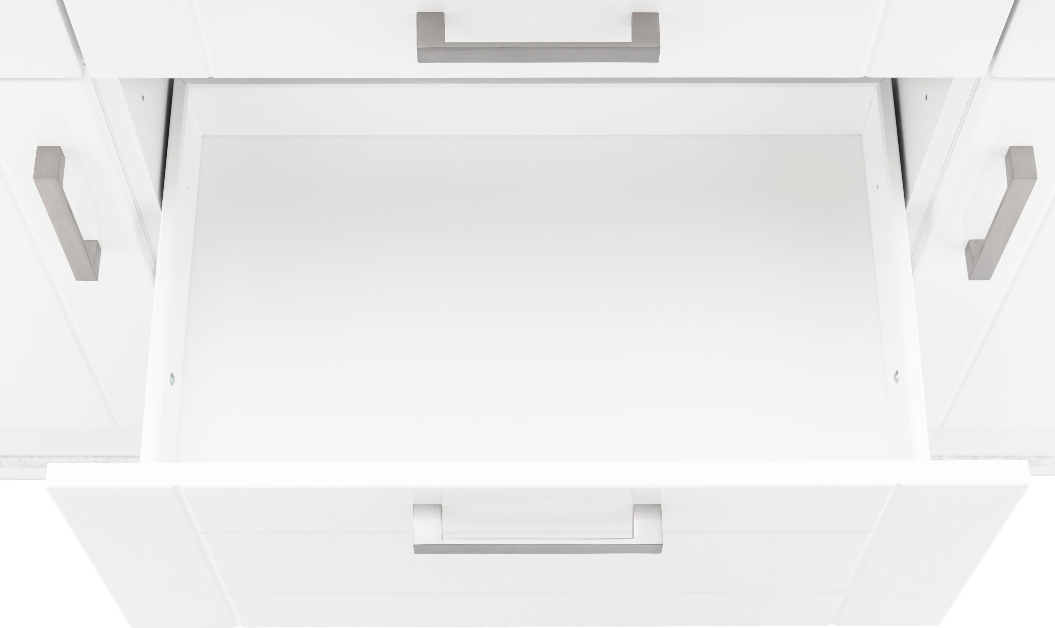 HELD MÖBEL Unterschrank Tinnum 180 | cm weiß Auszüge breit, Metallgriffe, Schubkästen, 3 Fronten, MDF weiß 2