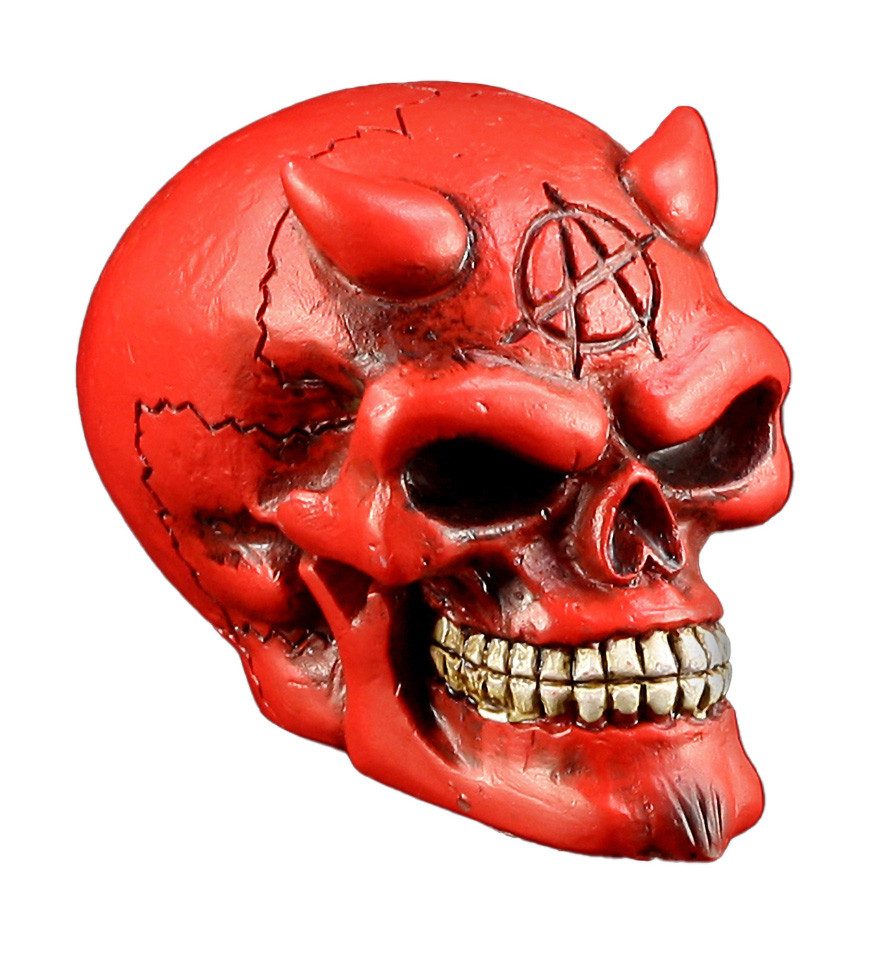 Figuren Shop GmbH Dekoobjekt Totenkopf Schaltknauf - Teufel rot - Gothic Dekoration
