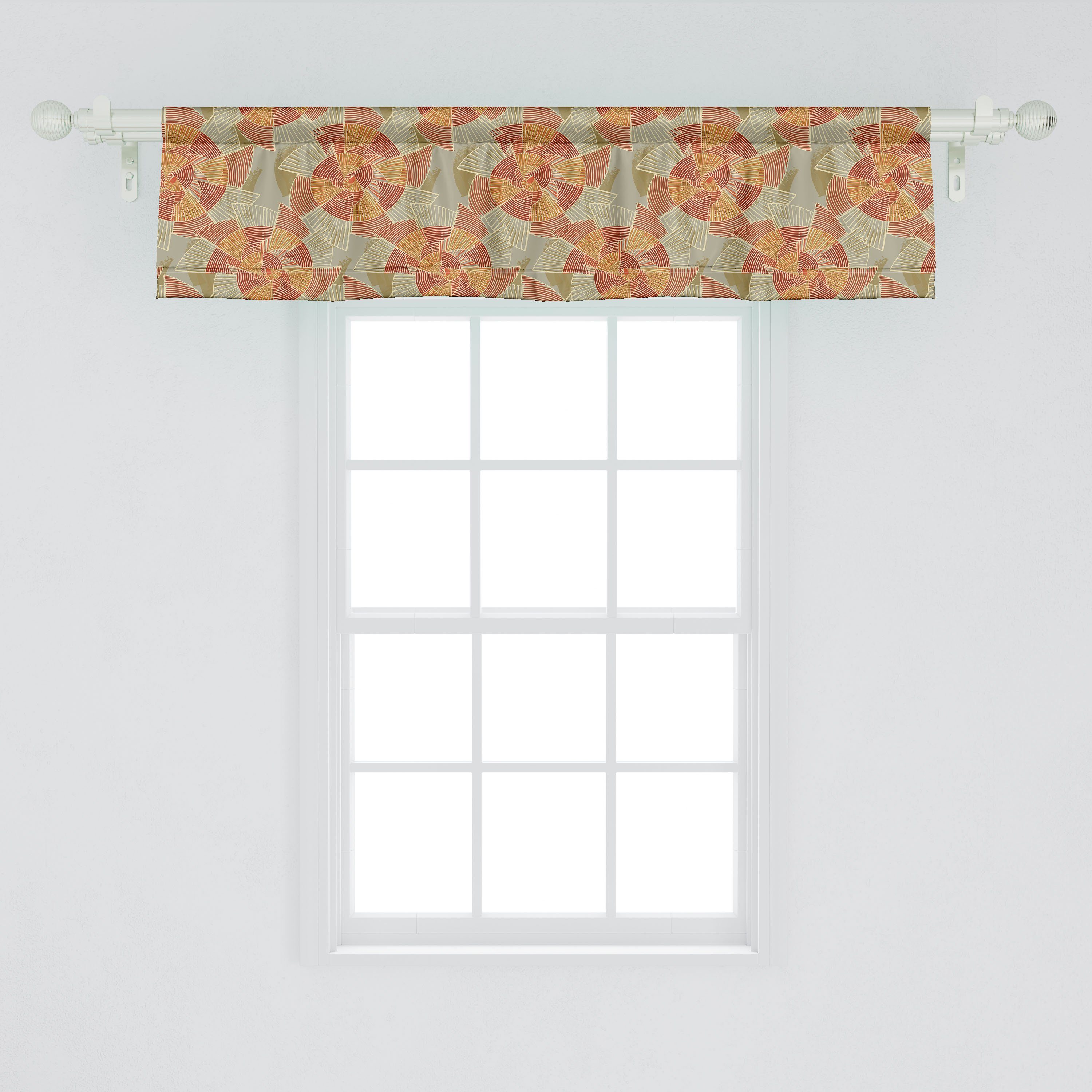 Scheibengardine Vorhang Volant Stangentasche, Küche Abakuhaus, Weinlese-Kunst-Muster Microfaser, mit Pinwheel Schlafzimmer Dekor für
