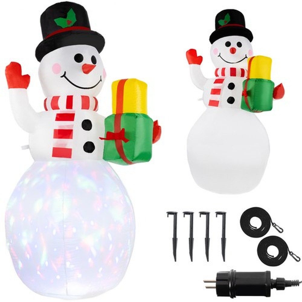 Ruhhy Schneemann Leuchtender LED-Schneemann (Spar-Set, aufblasbar), Integrierter Kompressor bläst die Figur automatisch auf