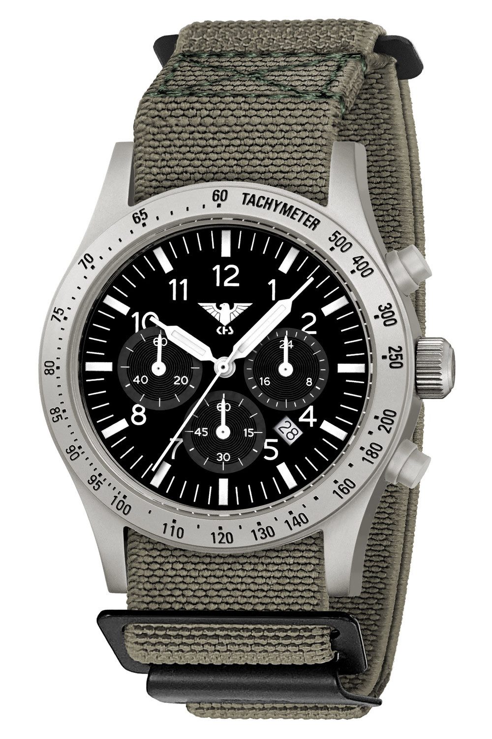 KHS Quarzuhr Platoon Solar Chronograph Stahl Grau