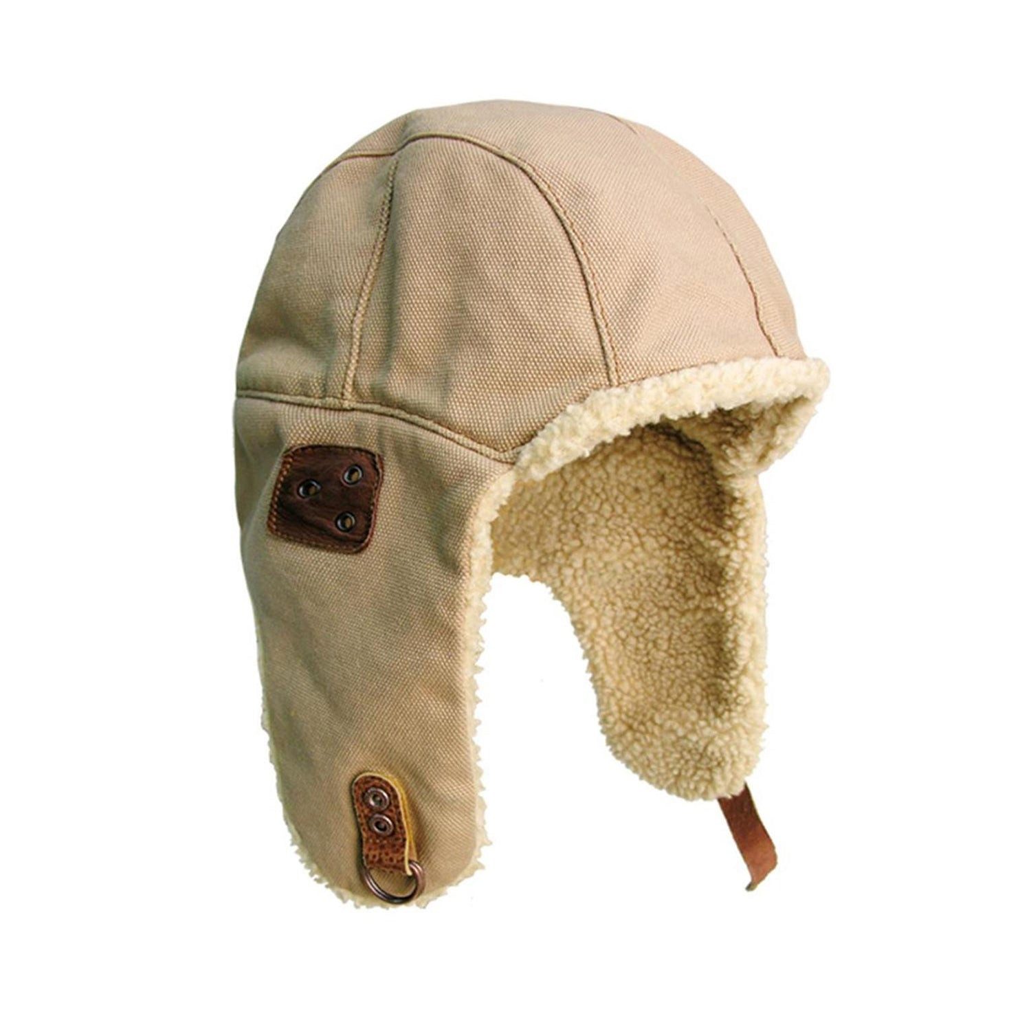 Outbacker Ohrenmütze Warme Canvas-Trappermütze mit Teddyfutter & Ohrenklapp günstig online kaufen