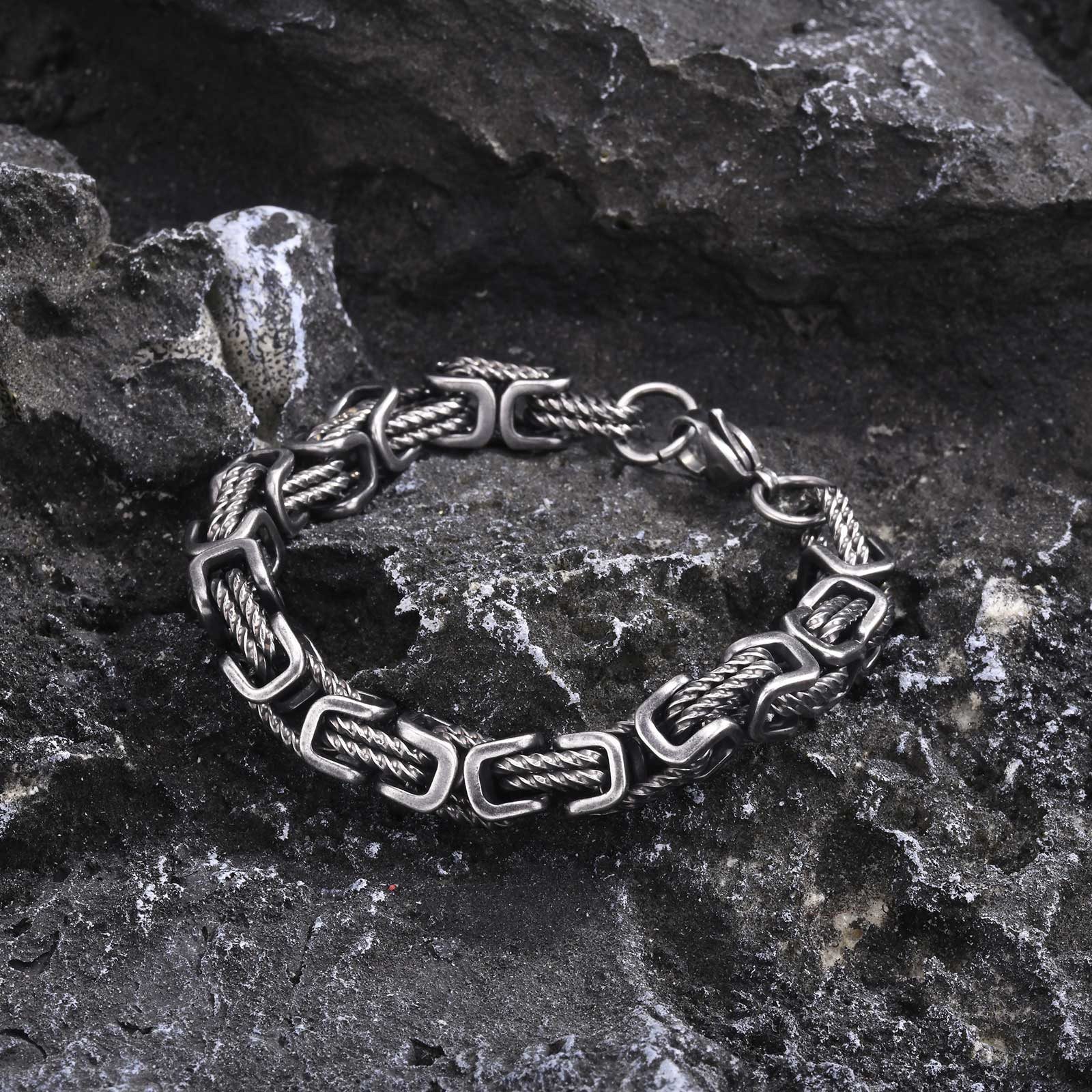 KARMA Königsarmband Herren Armband Edelstahl Altsilber Edelstahlarmband wasserfest (Geschenk für Ihn, 1-tlg., modern Schmuck für Männer), Herrenschmuck Männerarmband