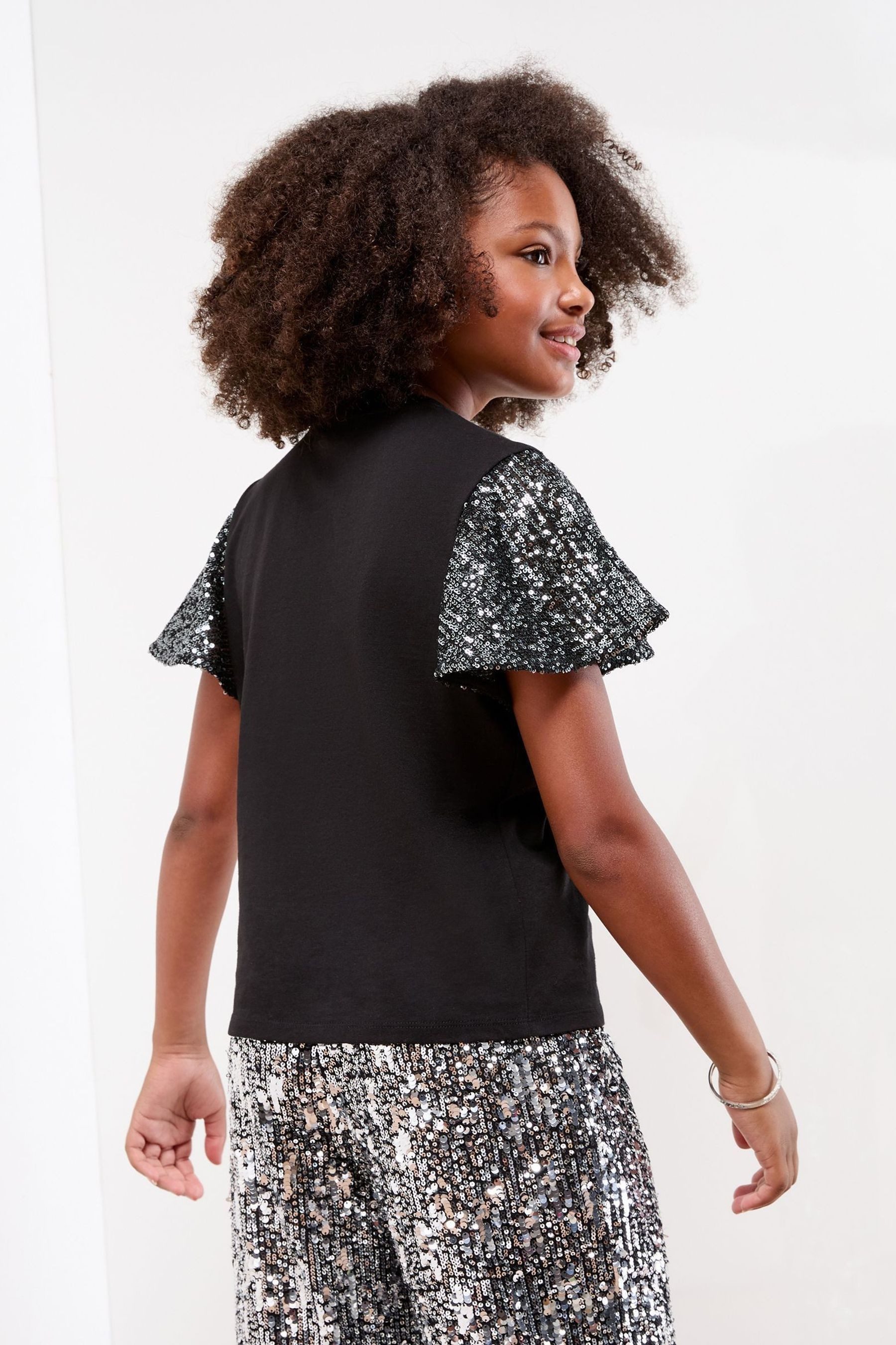 LIPSY Paillettenshirt Lipsy Glitzerndes Pailletten-Weihnachtsoberteil (1-tlg)