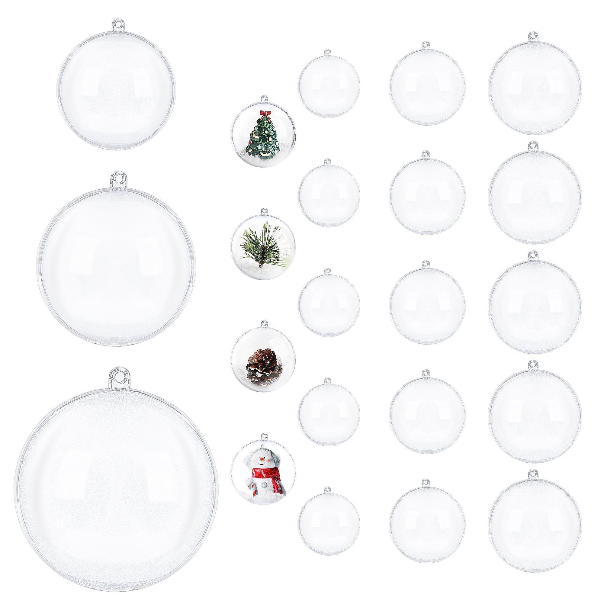 ElitVita Weihnachtsbaumkugel 20 Stück Transparent Новорічні кулі, Ø8 cm, mit Federn Perlenfaden (15 St), für Weihnachtsschmuck Weihnachtsbaum Hochzeit Deko