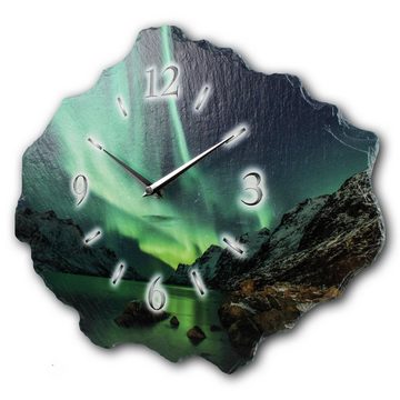 Kreative Feder Funkwanduhr Design-Wanduhr aus Stein (Beton) „Polarlicht“ (Funk- oder Quarzuhrwerk; ohne Ticken; elegant, außergewöhnlich, modern)