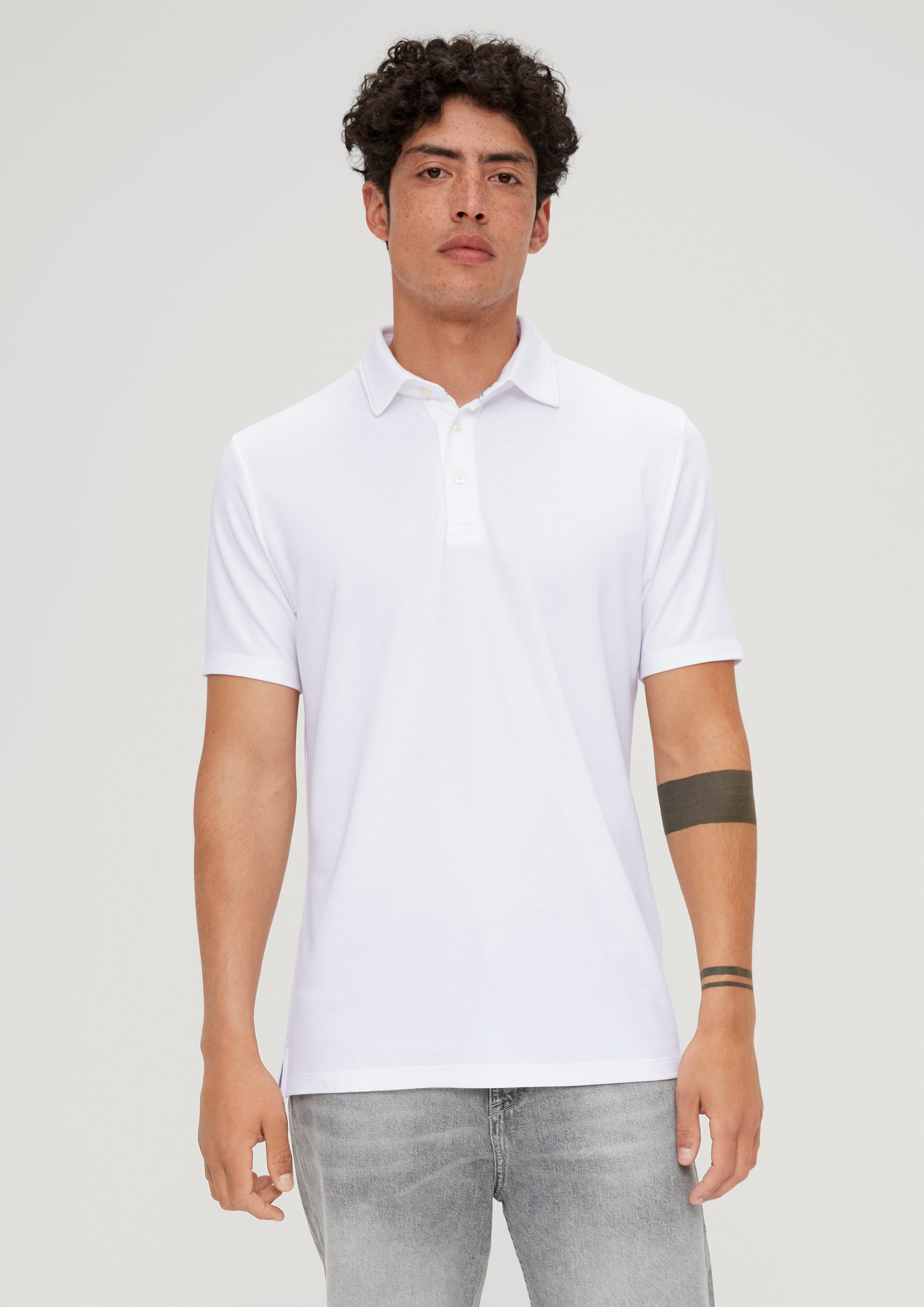 s.Oliver Kurzarmshirt Poloshirt weiß aus Modalmix