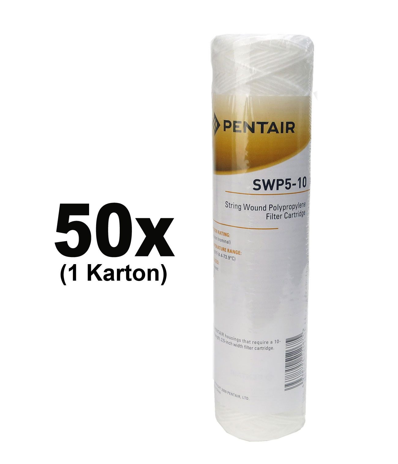 Pentair Filtereinsatz, 50x / Pentek SWP5P10 Sediment Wickel 10 Zoll 5 µm SWP5-10