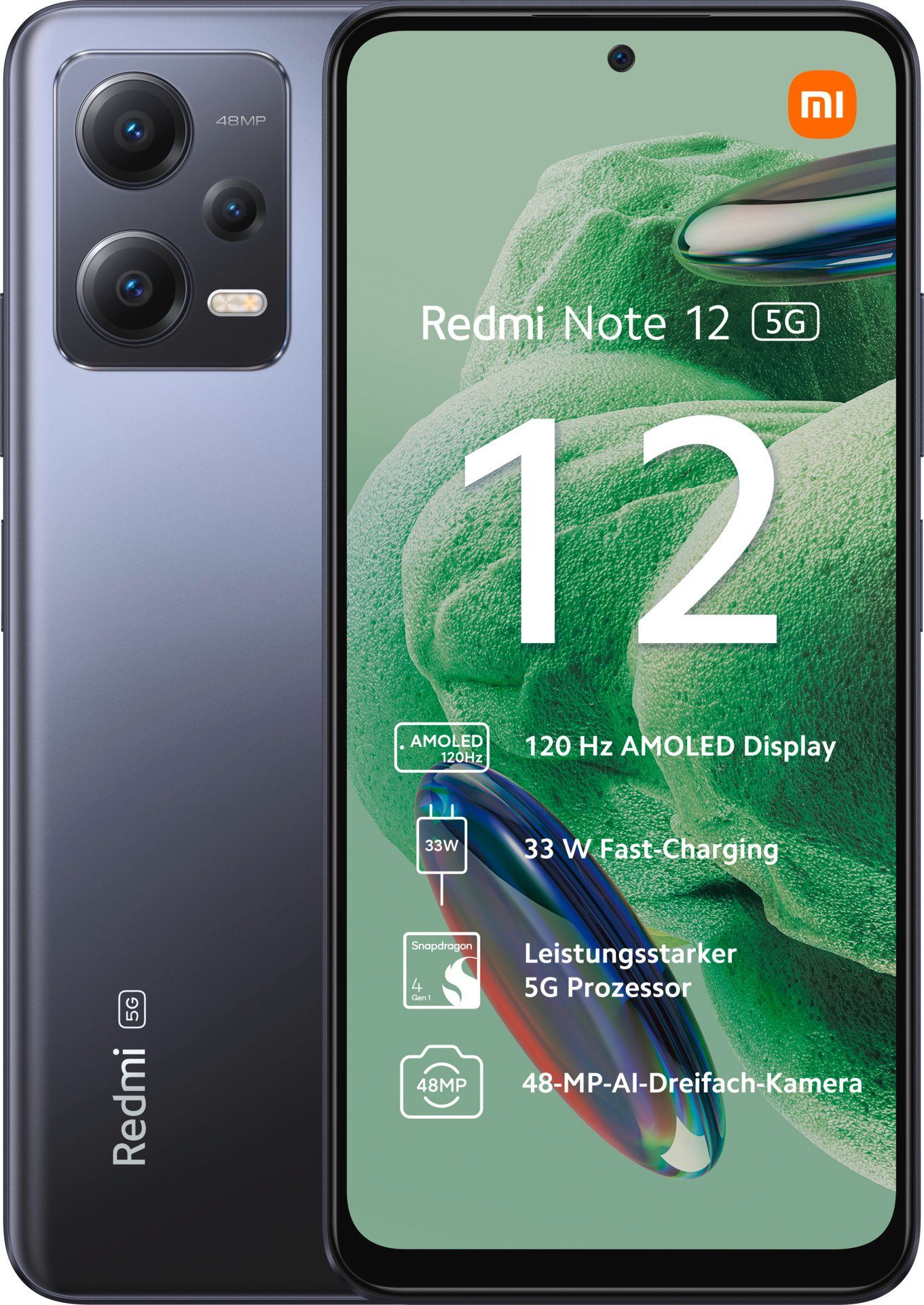 Xiaomi Redmi Note 12 5G 4GB+128GB Smartphone (16,94 cm/6,67 Zoll, 128 GB Speicherplatz, 48 MP Kamera) Dunkelgrau