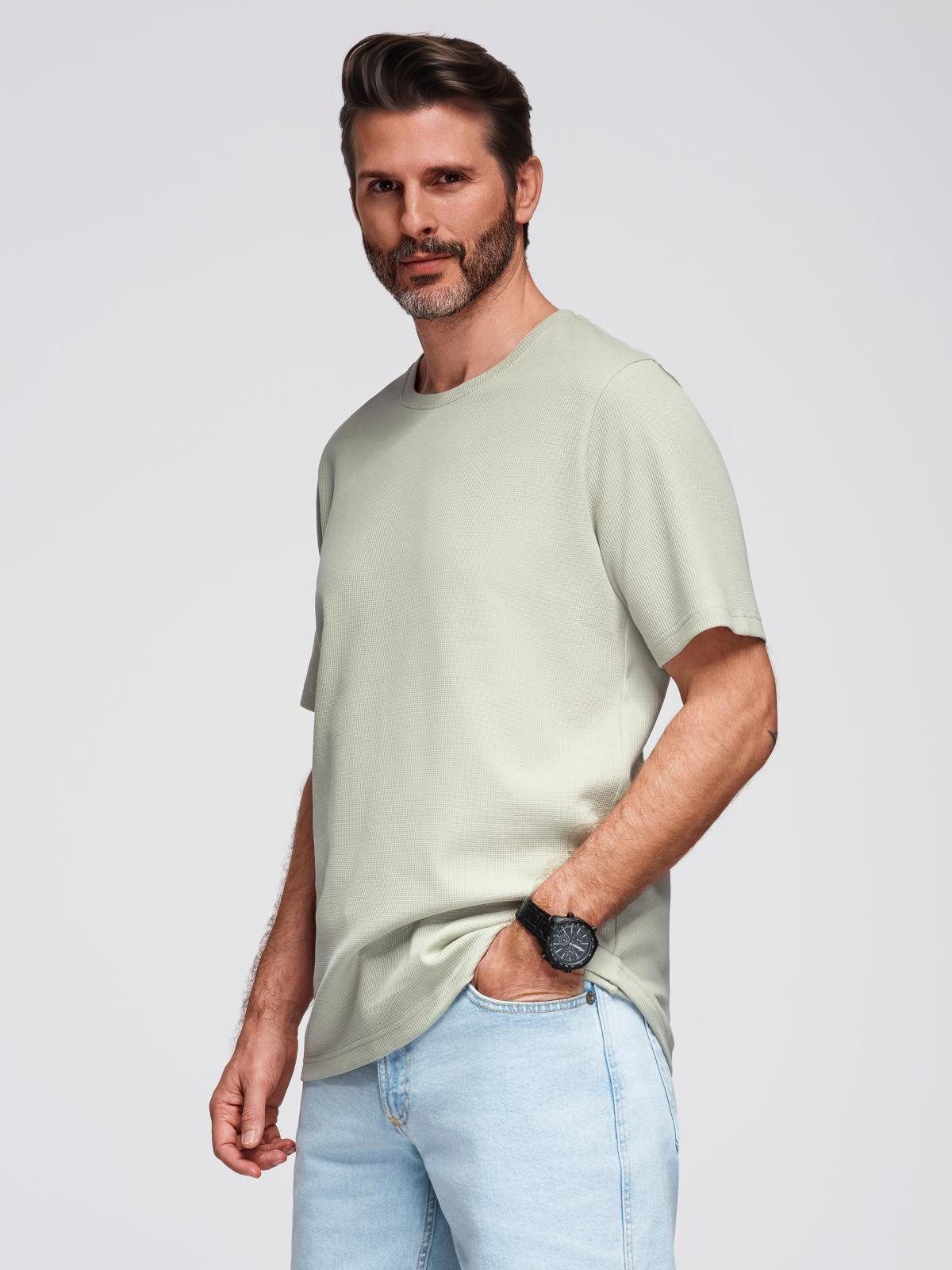 OMBRE T-Shirt T-Shirt mit Waffelstruktur und Rundhalsausschnitt günstig online kaufen