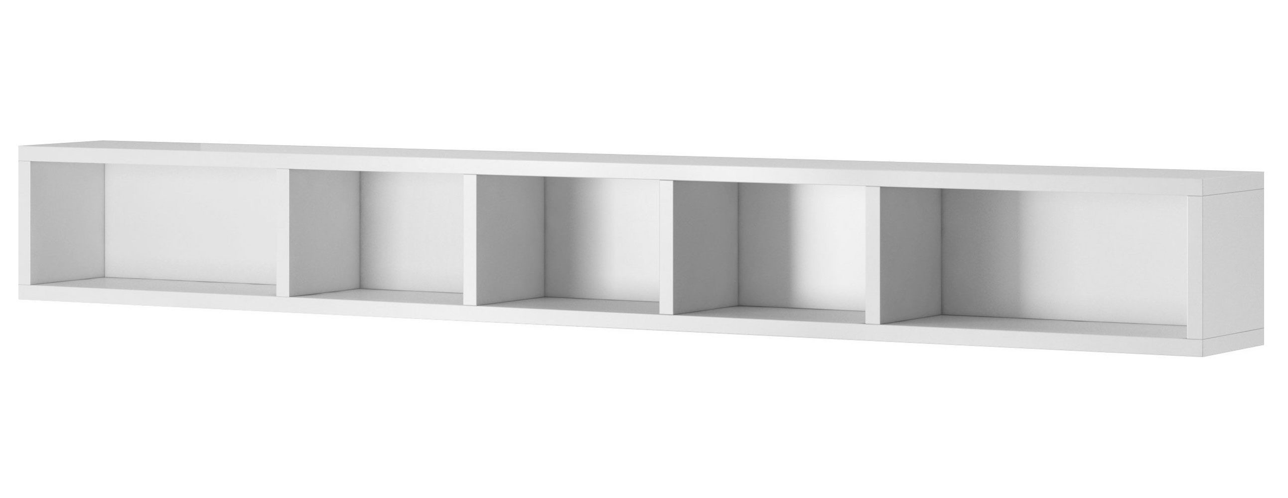 Helvetia Wandregal Toledo, 5 offene Fächer 1-tlg., 169x19x20,5cm weiß