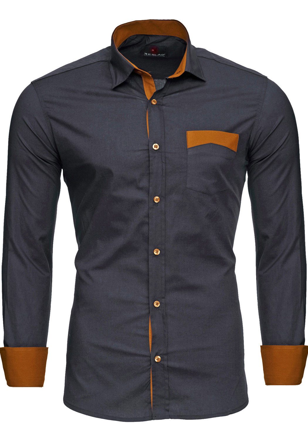Reslad Langarmhemd Reslad Herren Hemd Exklusiv Two Tone Look Langarmhemd RS günstig online kaufen