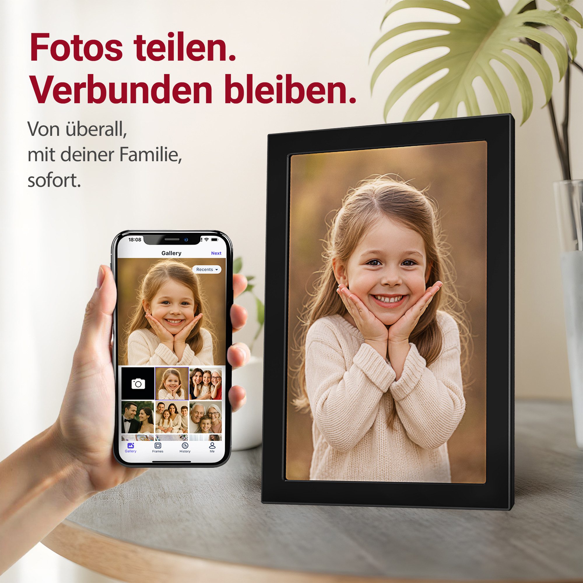 Xoro CPF 10CF -11CF Smartes Display für Foto‑ und Videowiedergabe Digitaler Bilderrahmen (27,94 cm/11 ", 1280 × 800 Pixel, 16 GB, Intuitive Bedienung mit automatischer Bildrotation und App‑Steuerung)