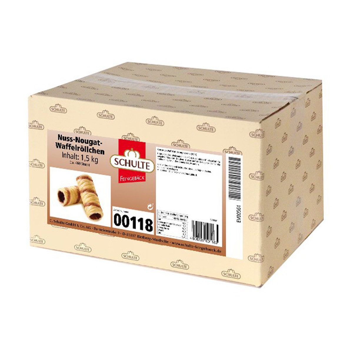 Schulte Kekse, Schulte Nuss Nougat Röllchen aus knusprigem Waffelgebäck 1500g