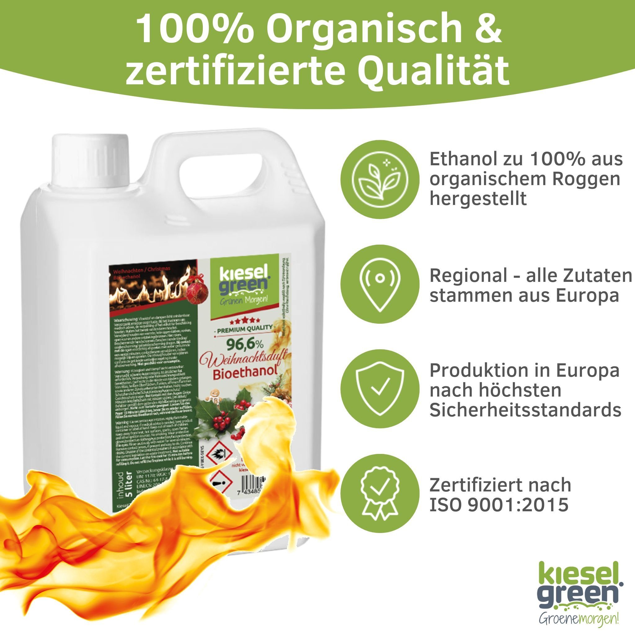 KieselGreen Bioethanol KieselGreen Bioethanol 5/10/25/50 Liter mit Duft für Ethanol-Kamin, 5 l – Bild 3 von 5
