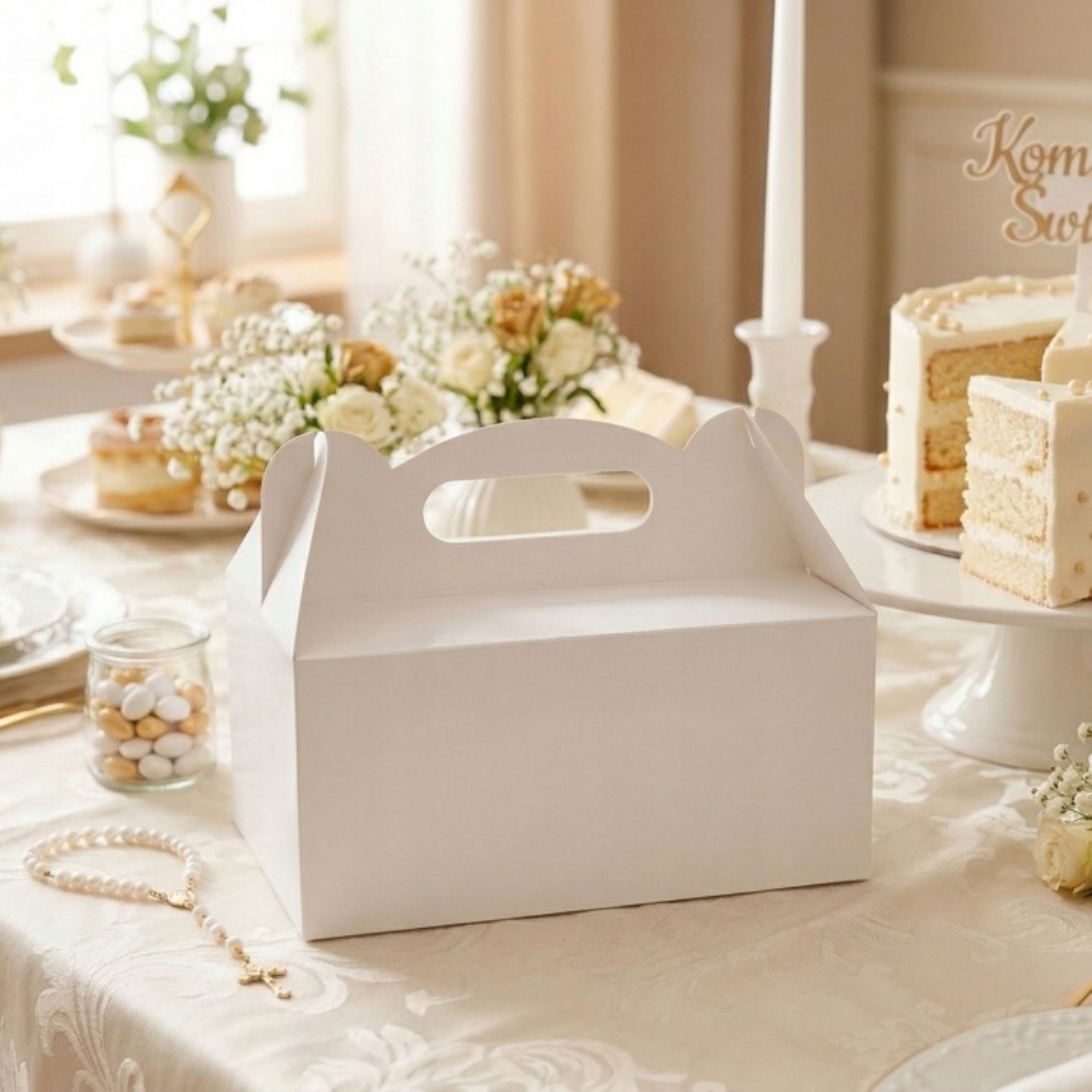 Festivalartikel Herzkuchenform Kuchenschachtel Weiß 10 Stk Hochzeit Taufe Kommunion stabil, (1-tlg)