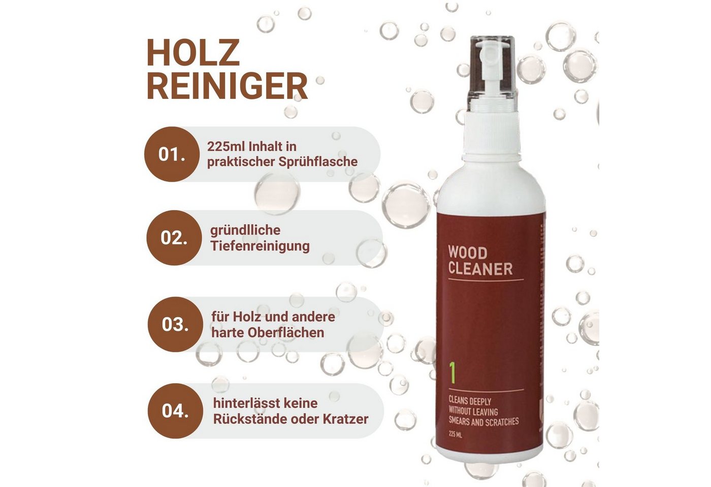 Thumbnail - Uniters Reinigungs-Set Wood Care, (Holzreiniger-Kit, 1-St., 5-tlg), 225ml Holzreiniger + 225ml Politur inkl. Pflegetüche...
