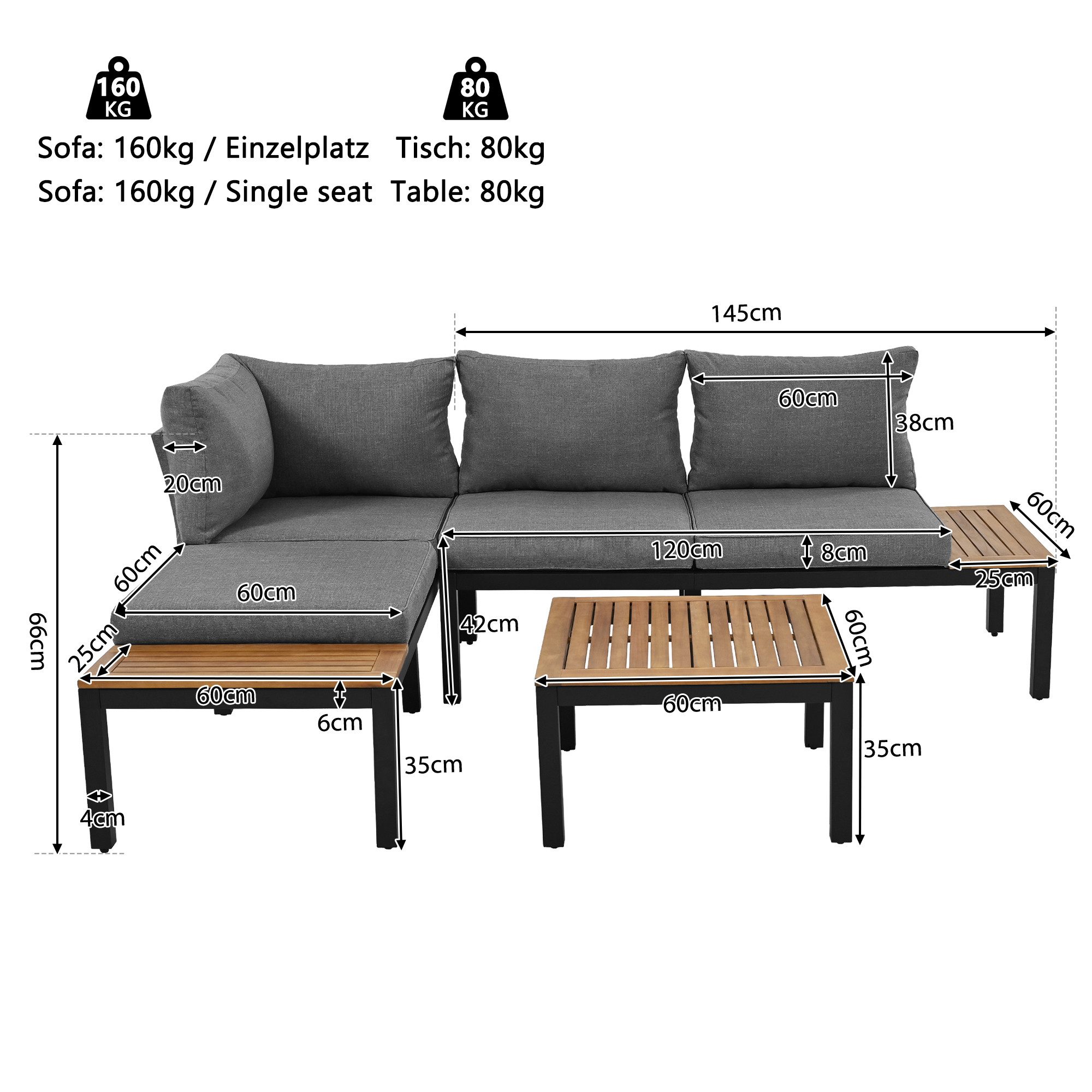 Ulife Gartenlounge-Set wetterfest Lounge Set,Balkonmöbel Set, günstig online kaufen