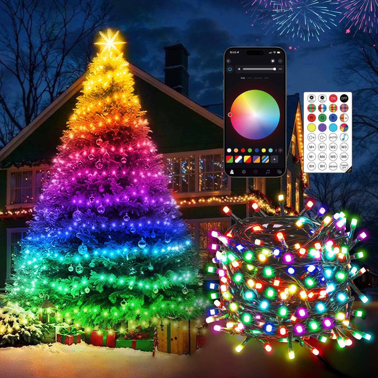 Elegear LED-Lichterkette 10-100M Lichterkette Weihnachtsdeko Innen/Außen günstig online kaufen