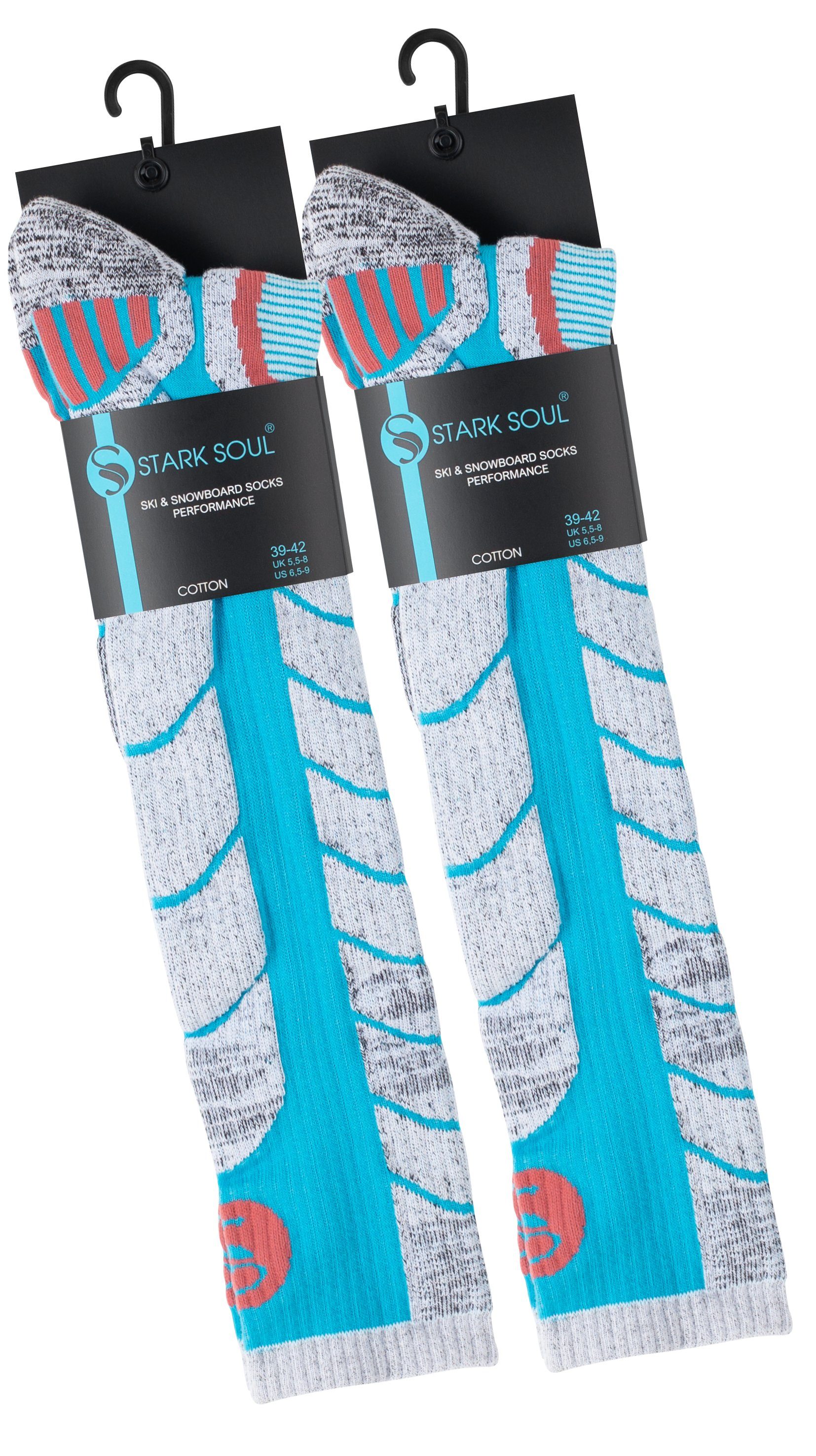 Paar Spezialpolsterung, 2 Türkis Ski Socken Paar Skisocken mit 2 & Stark Snowboard Soul®