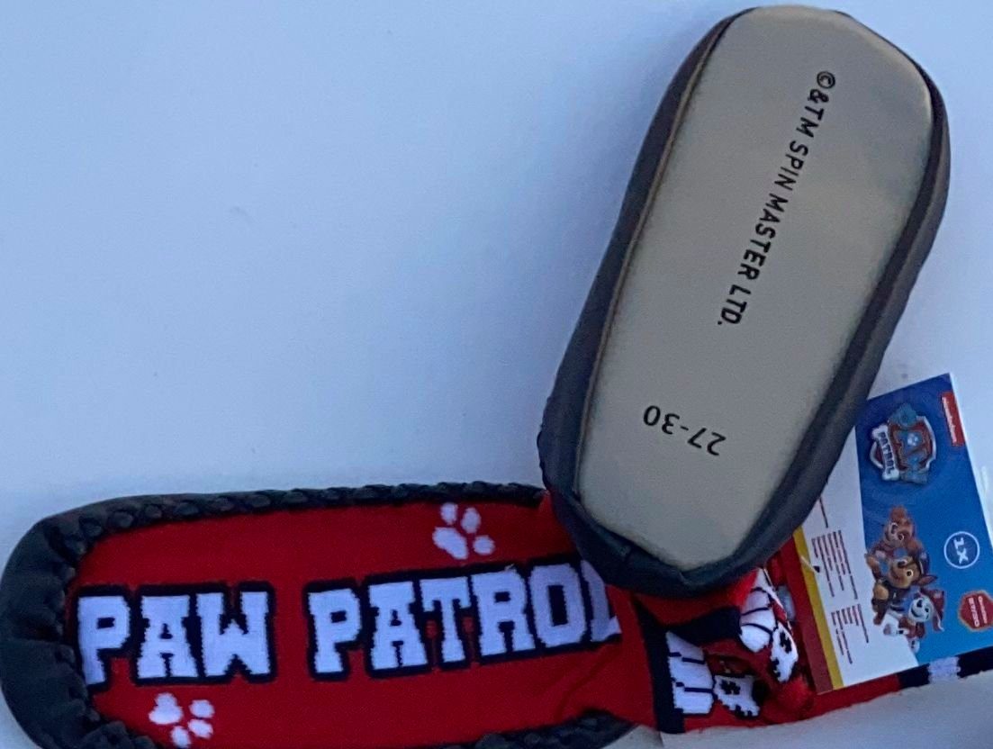 PAW PATROL PAW PATROL Jungen + Mädchen Strümpfe mit Sohle bequeme Hausschuhe Blau oder Rot Marschal oder Chase Gr. 27 28 29 30 31 32 33 34 Hausschuh