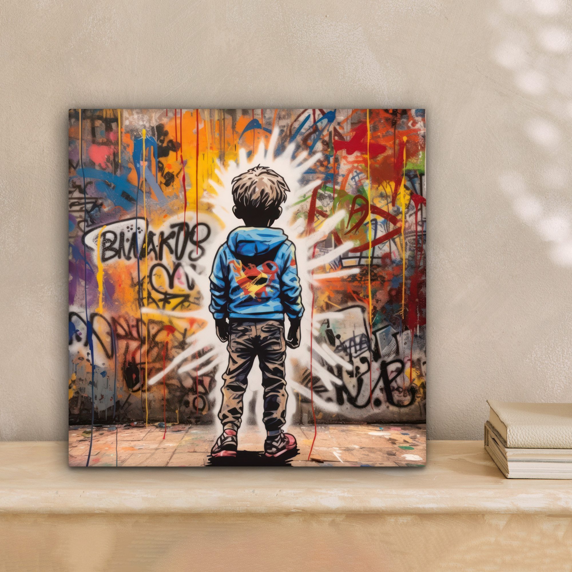 OneMillionCanvasses® Leinwandbild Graffiti - Junge - Farben - Straßenkunst, günstig online kaufen