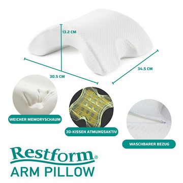 Nackenstützkissen Arm Pillow - Memory Foam Kissen, Arm Kissen, Restform®, Füllung: 100 % Polyester, Bezug: waschbar, Seitenschläfer, Rückenschläfer, Bauchschläfer, Spar-Set, 1er oder 2er Pack, sensible Unterstützung für den Hals, Rücken, Knie und Hüften