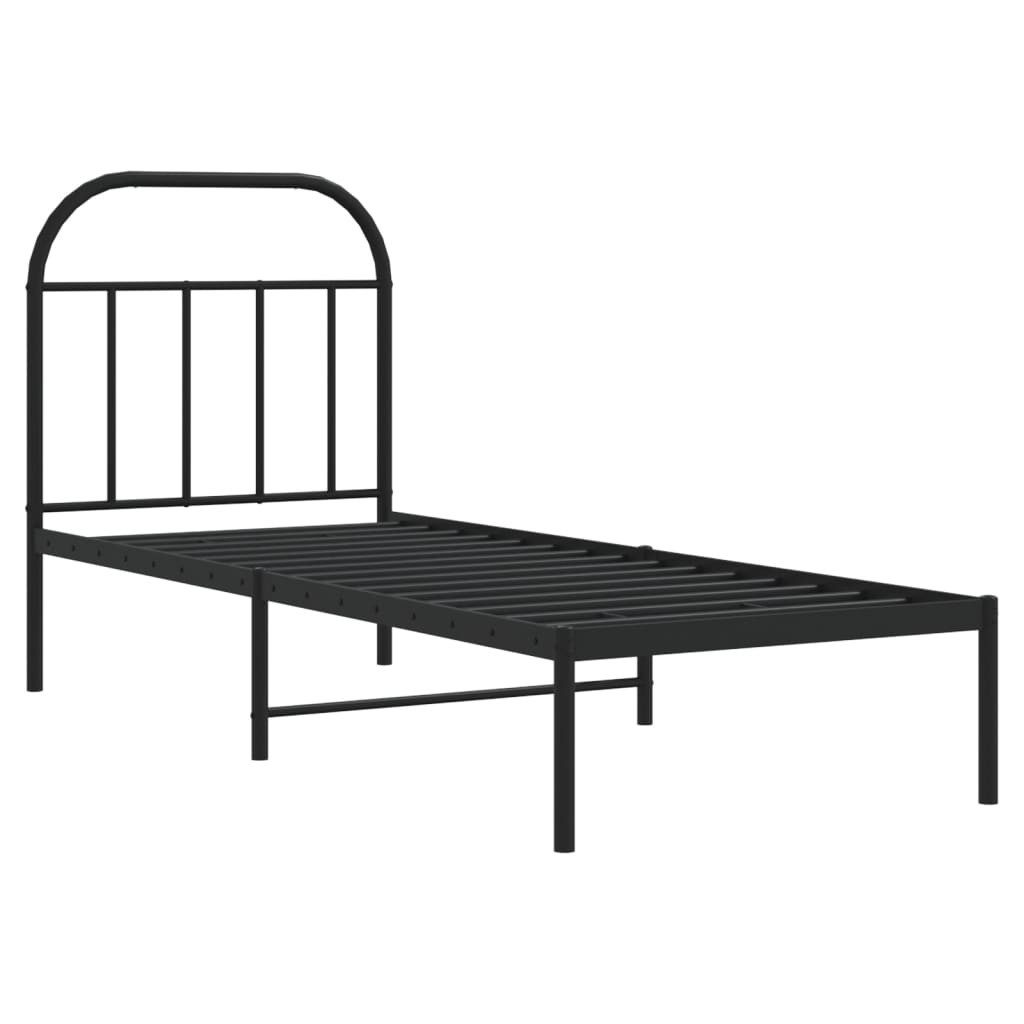 Bett Bettgestell mit Kopfteil Metall Schwarz 75x190 cm