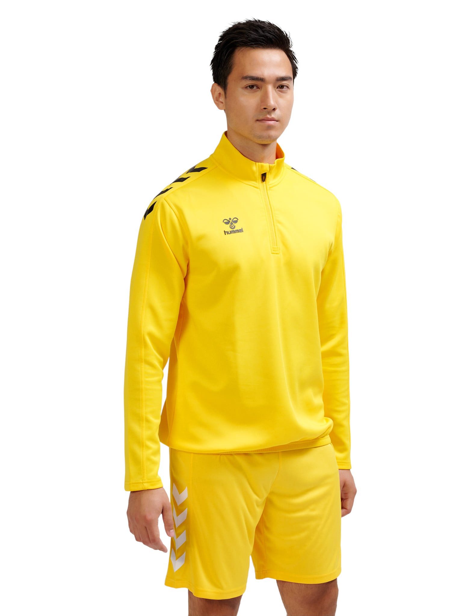 hummel Langarmshirt hmlCORE XK Half-Zip Poly Sweat (Polyester-Sweatstoff) gelb Herren