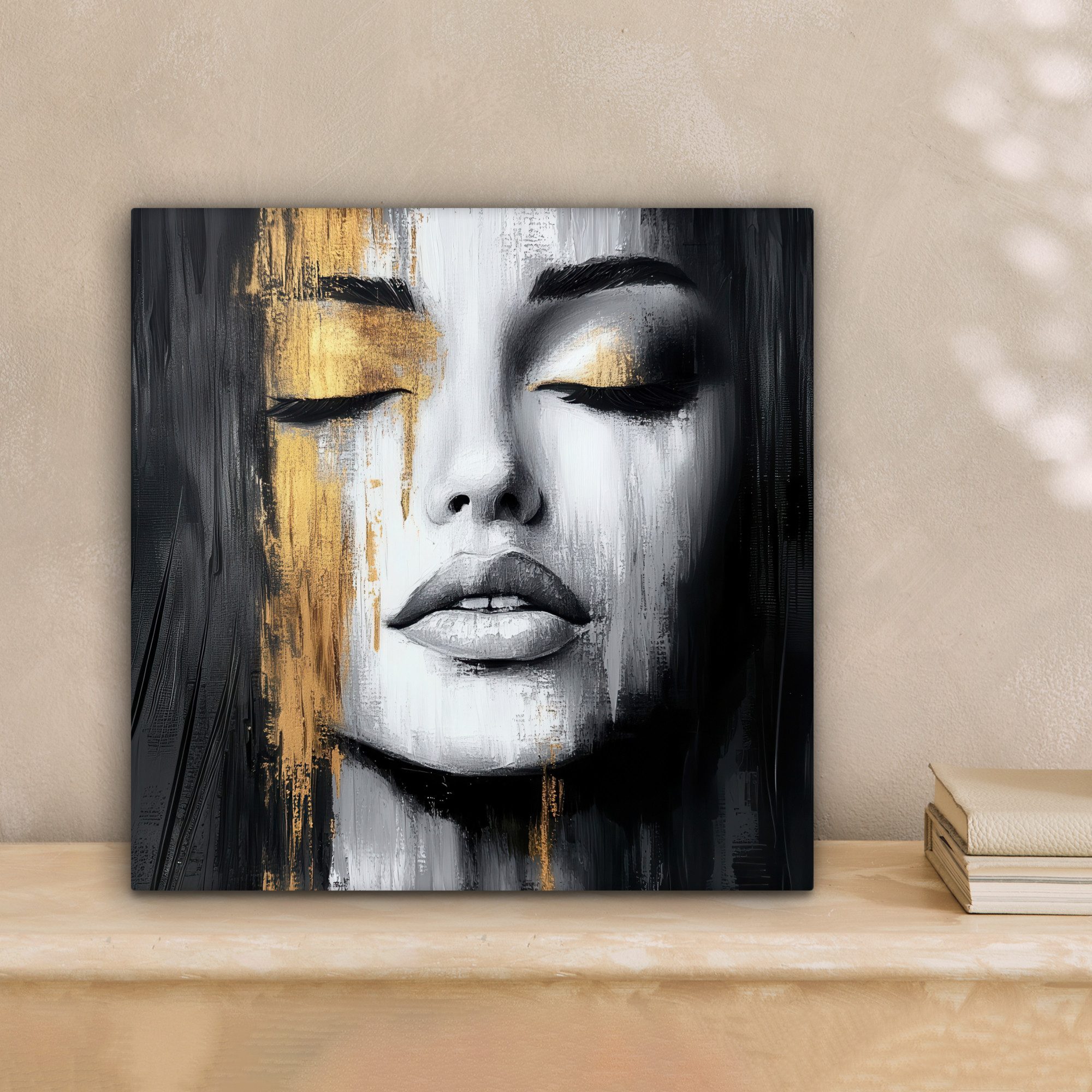 OneMillionCanvasses® Leinwandbild Gesicht - Frau - Pinselstriche - Abstrakt günstig online kaufen