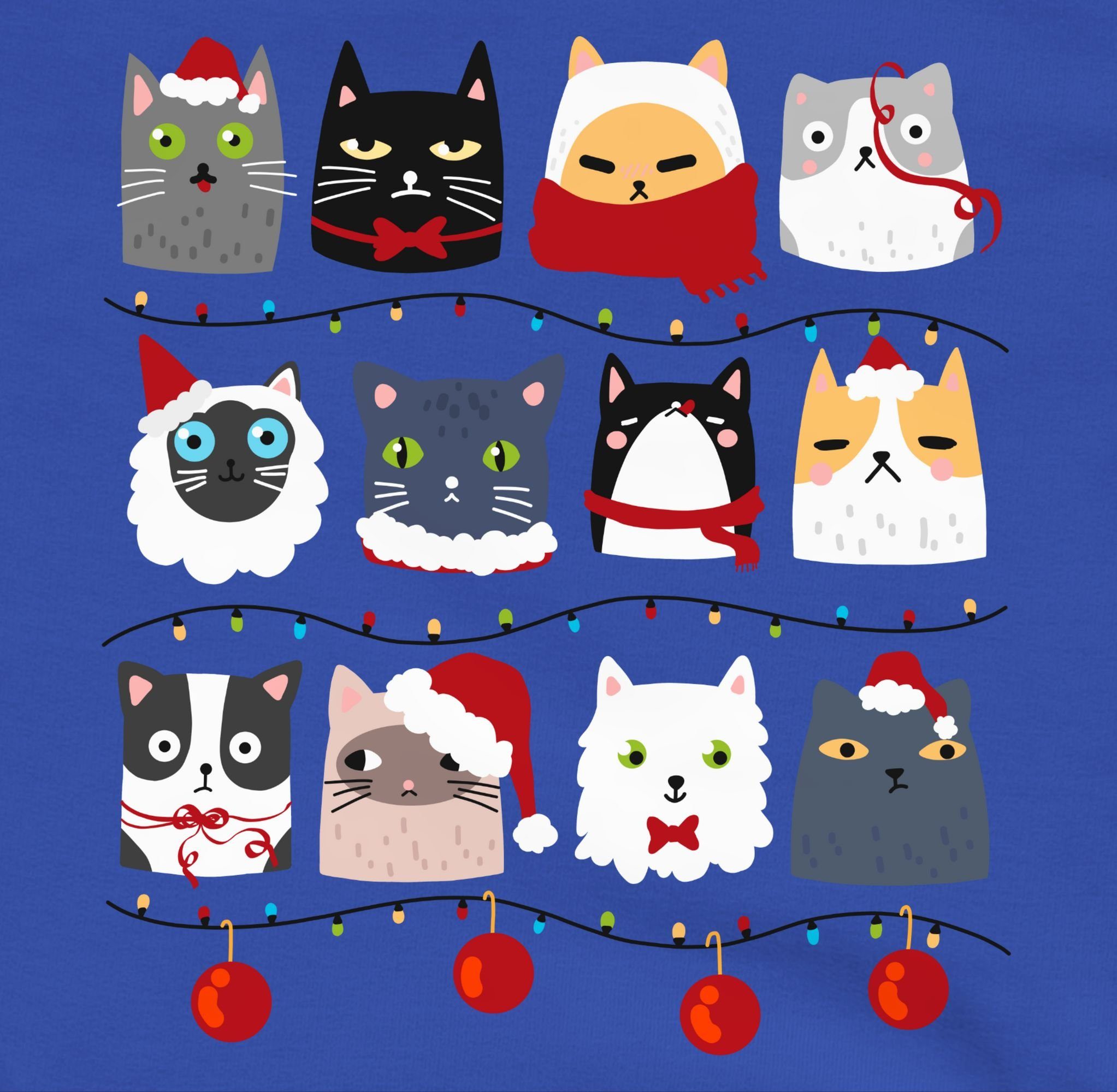 Sweatshirt Weihnachten 2 Kleidung Kinder Katzen Weihnachten Royalblau Shirtracer zu