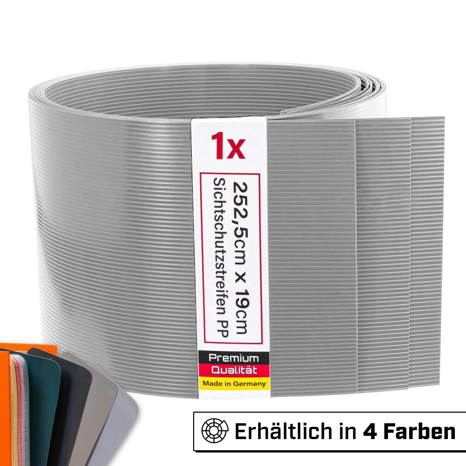 INTRA-TEC Sichtschutzstreifen Zaun-Sichtschutzstreifen aus PP - 252x19 cm, für Doppelstabmattenzäune, Windschutz, einfach zuschneidbar
