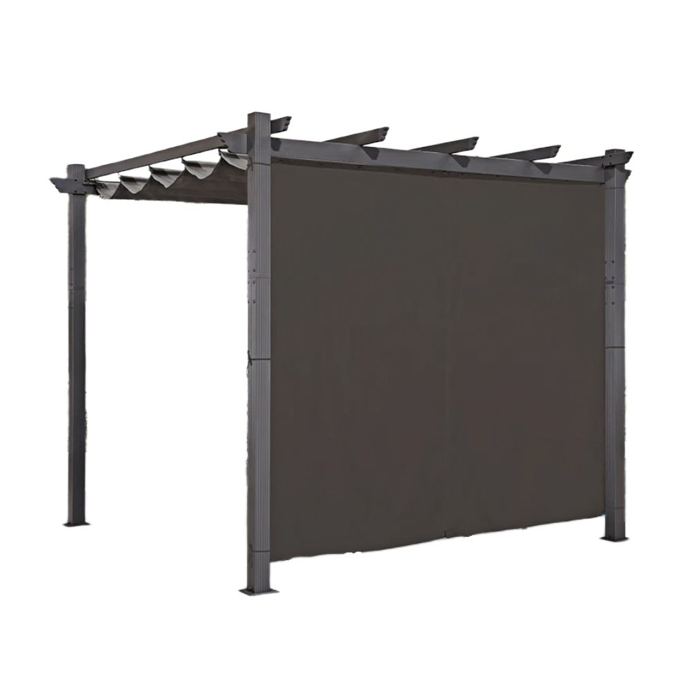 PURPLE LEAF Pergola Aluminium Pavillon mit Schiebedach und Outdoor Curtains, (Pergola mit Seitenwänden, 1×Pergola und 1 x Schiebedach), Wasserdicht und UV-beständig, Schutz der Privatsphäre