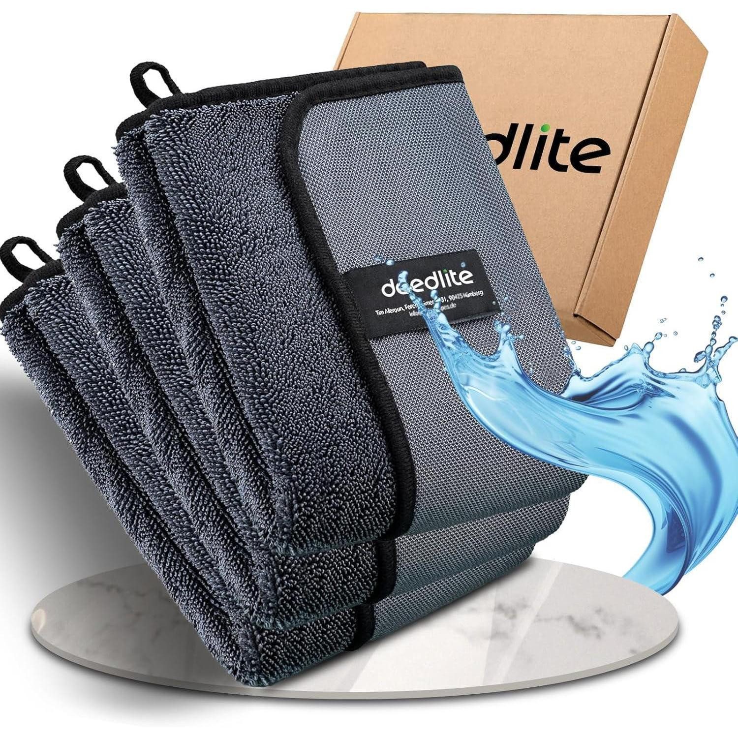 LuxusKollektion Trockentuch Mikrofasertuch XXL Auto Dusche 40 x 40 cm 3 Stück schwarz Mikrofasertuch