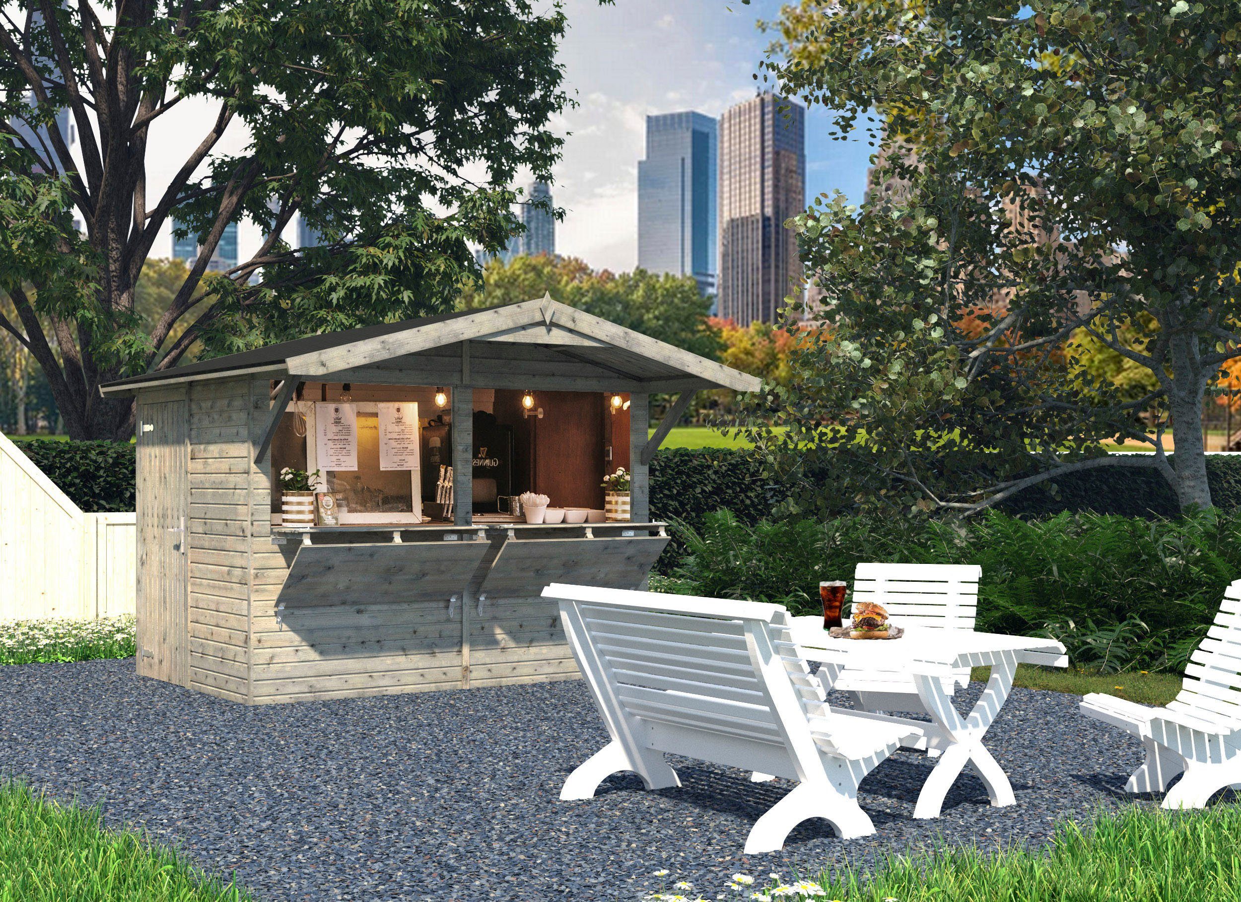 Palmako Gerätehaus Marktstand Stella, BxT: 311x267 cm, grau