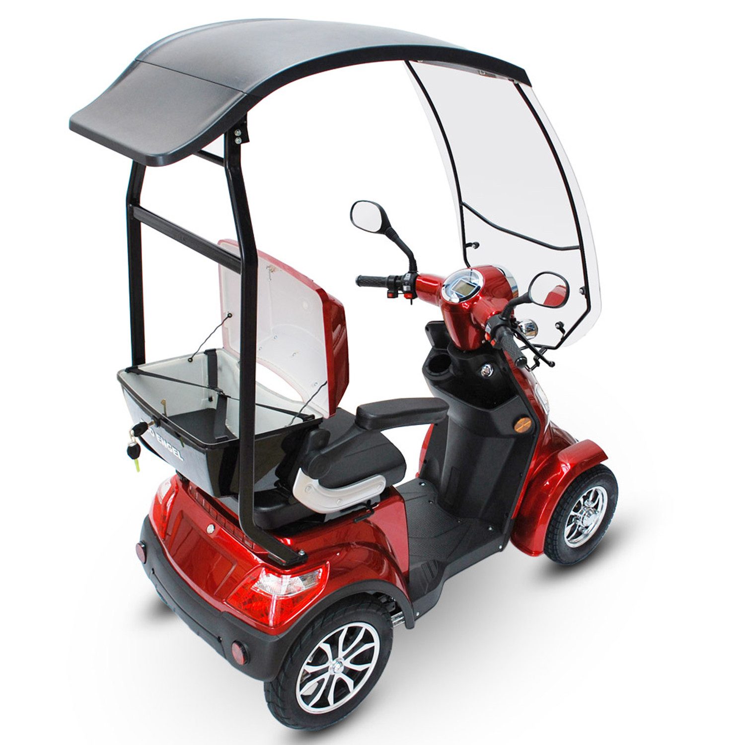 ECO ENGEL Elektromobil E-Scooter 4 Räder ECO ENGEL 510 Rot, 25 km/h mit Dach, Topcase und Dach
