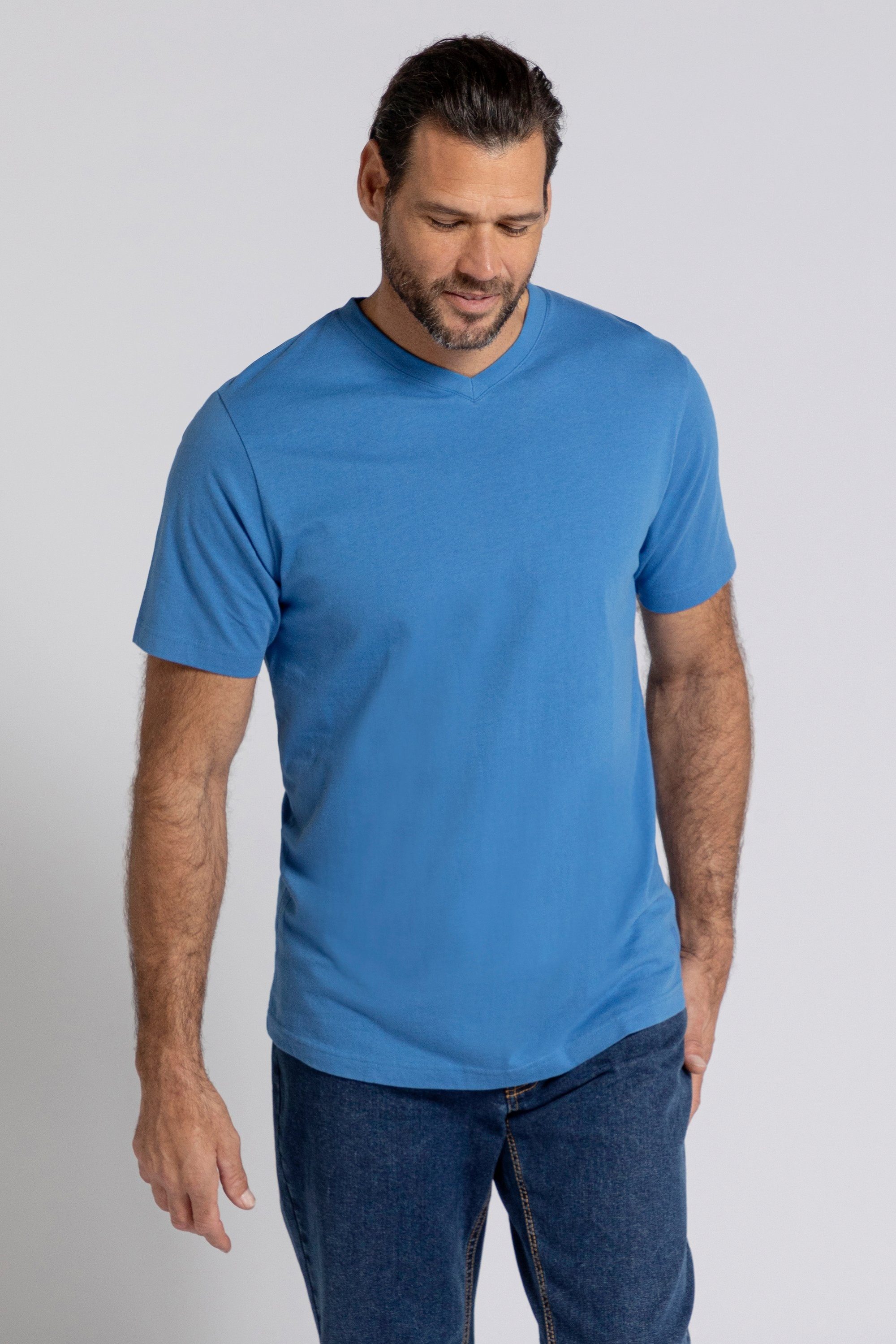 JP1880 T-Shirt T-Shirt Basic V-Ausschnitt bis 8XL ägäisblau