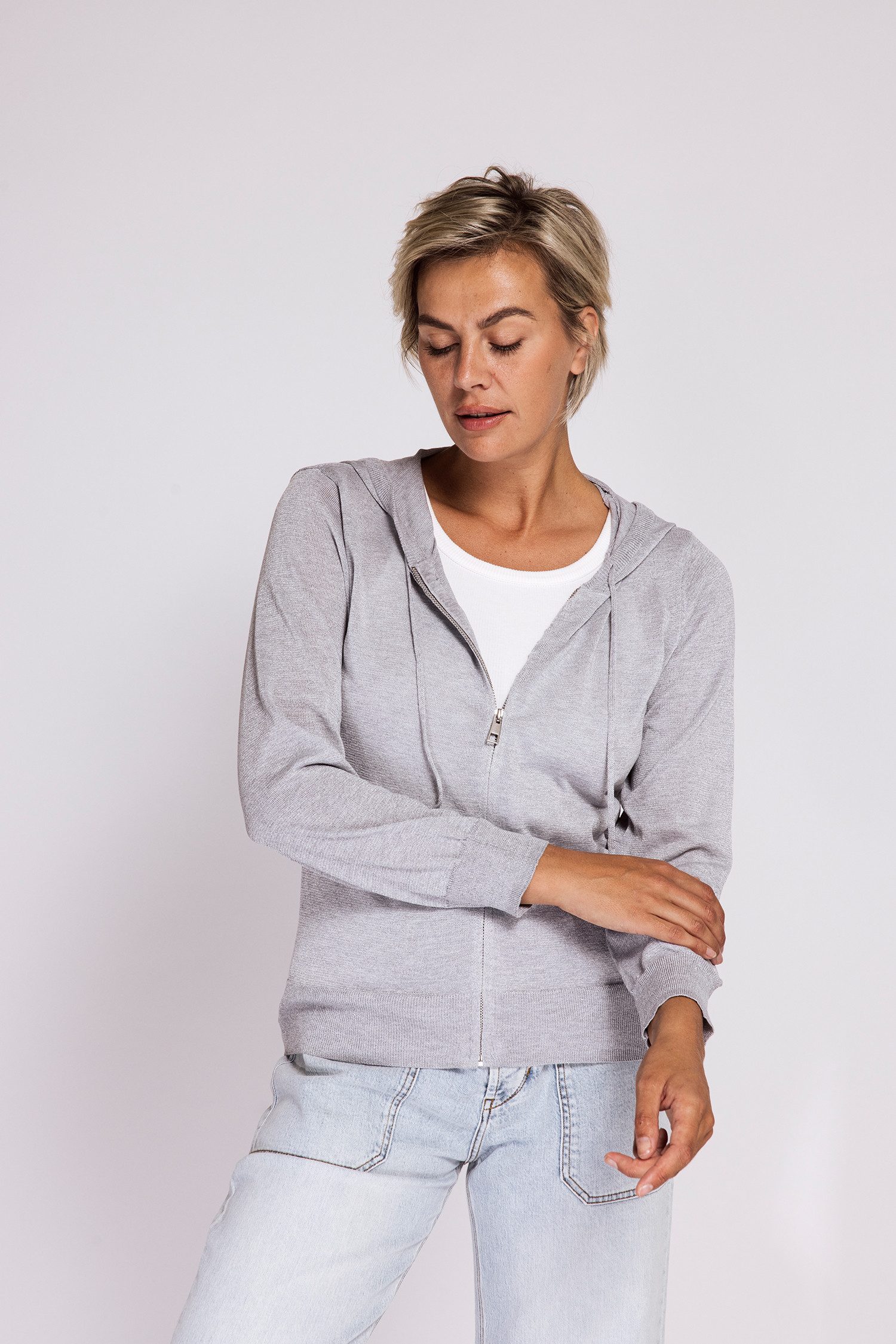 Zhrill AKIYO Strickjacke mit Kapuze mit Reißverschluss