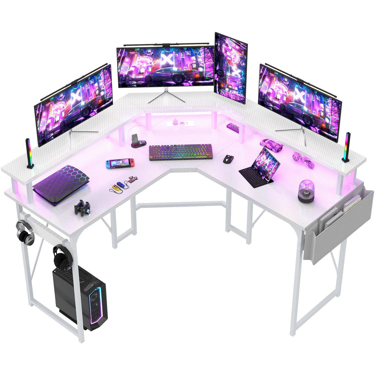 Eckschreibtisch Ecke LDE Gaming Tisch mit Monitor Stand L-Form Desktop Computer Tisch