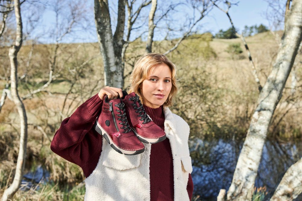 Rieker Winterboots Schnürstiefelette, Schnürboots mit Textil-Besatz am Schaftrand
