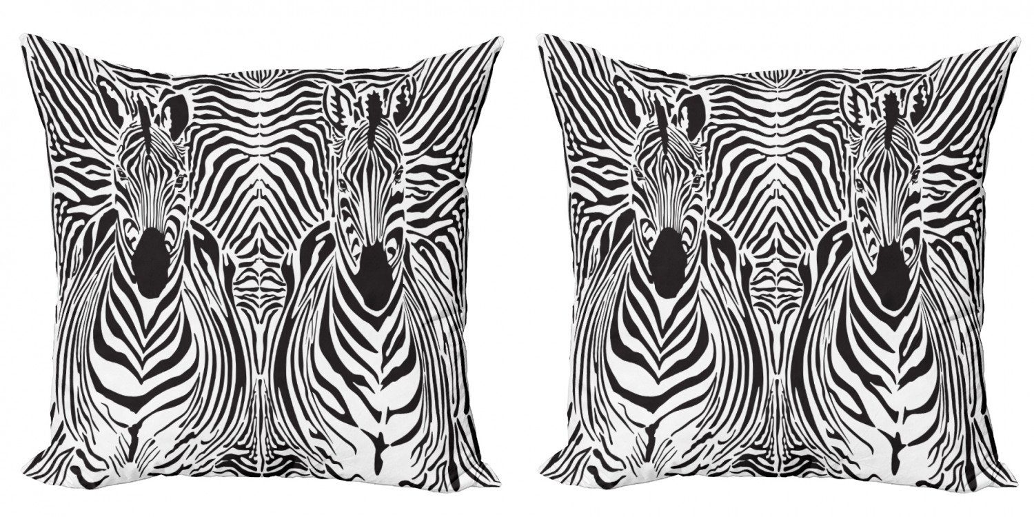 Kissenbezüge Modern Accent Doppelseitiger Digitaldruck, Abakuhaus (2 Stück), Schwarz-Weiss Safari Zebra-Streifen