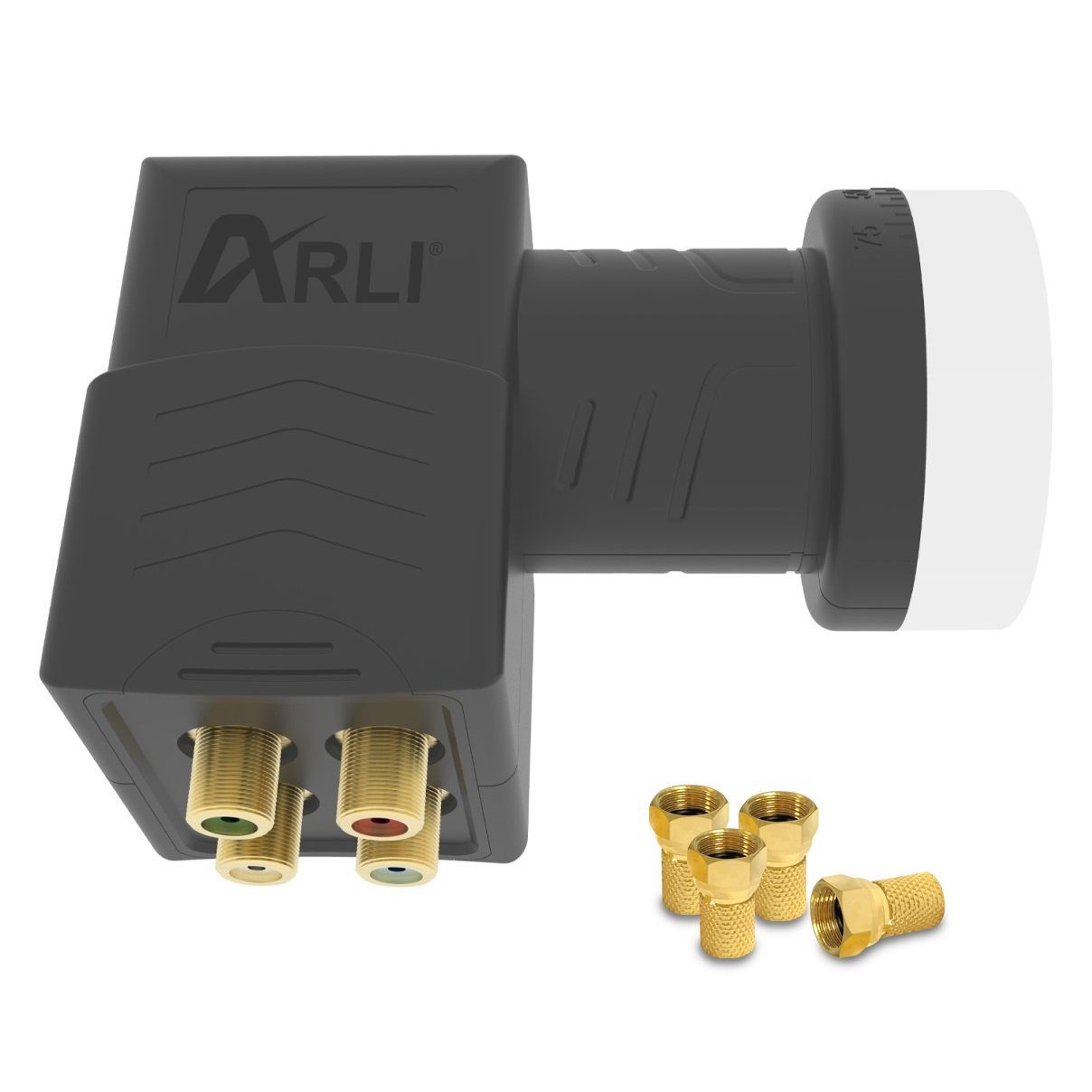 ARLI 4x F-Stecker - / 10625 4 Pack Set Teilnehmer) Universal-Quad-LNB (für