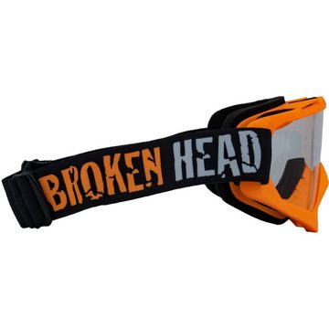 Broken Head Motorradbrille Crossbrille MX-2 Goggle Orange, Vorrichtung für Abreißvisiere