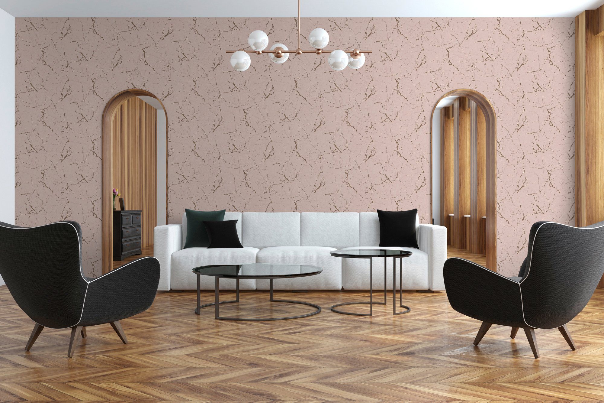 Stories, walls Marmor Vliestapete Metropolitan Petersburg, Alena St. rosa/beige living Tapete